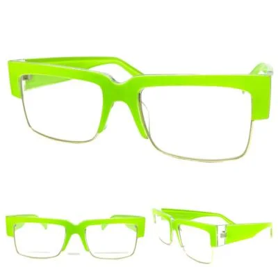 Men or Women Classy Elegant Modern Retro Clear Lens EYE GLASSES Neon Green Frame