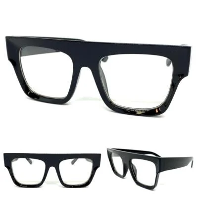 Men OVERSIZED Classic Vintage Retro Style Clear Lens EYE GLASSES Big Black Frame