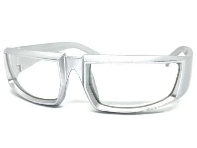 Mens Classic Sporty Modern Wrap Around Style Clear Lens EYE GLASSES Silver Frame 2