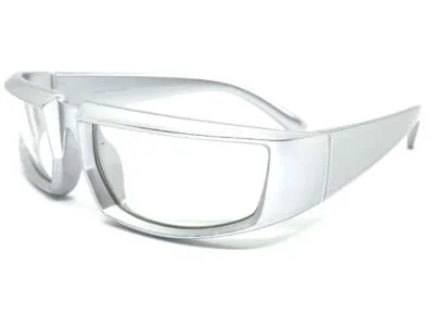 Mens Classic Sporty Modern Wrap Around Style Clear Lens EYE GLASSES Silver Frame 4