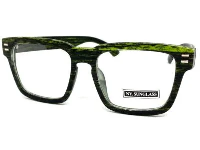 Mens CLASSY Elegant Retro Clear Lens EYE GLASSES Large Square Faux Wood Frame C3 2