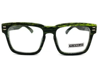 Mens CLASSY Elegant Retro Clear Lens EYE GLASSES Large Square Faux Wood Frame C3 3