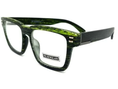 Mens CLASSY Elegant Retro Clear Lens EYE GLASSES Large Square Faux Wood Frame C3 4