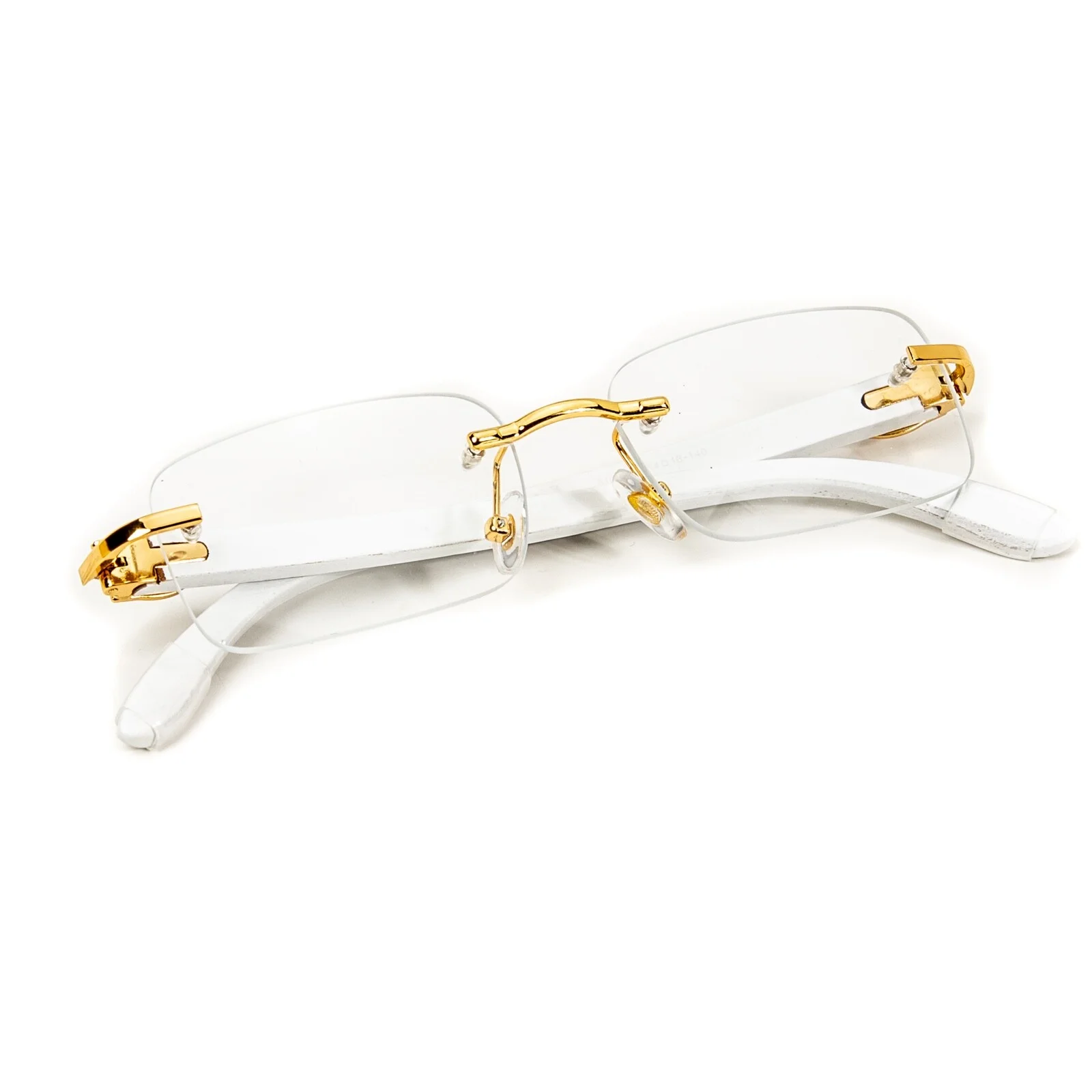 Mens CLASSY SOPHISTICATED ELEGANT Clear Lens EYE GLASSES Rimless Gold Wood Frame 3