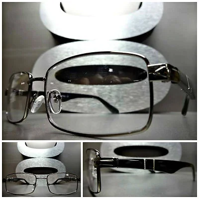 Mens or Women CONTEMPORARY MODERN Clear Lens EYE GLASSES Gunmetal & Black Frame