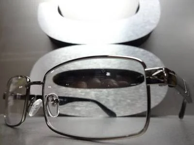 Mens or Women CONTEMPORARY MODERN Clear Lens EYE GLASSES Gunmetal & Black Frame 2