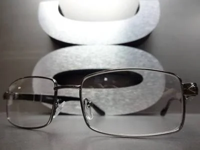Mens or Women CONTEMPORARY MODERN Clear Lens EYE GLASSES Gunmetal & Black Frame 3