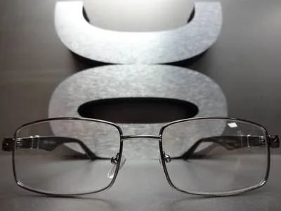 Mens or Women CONTEMPORARY MODERN Clear Lens EYE GLASSES Gunmetal & Black Frame 4