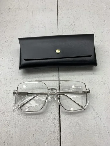 Mens Silver Wire Frame Aviator Eyeglasses One Size