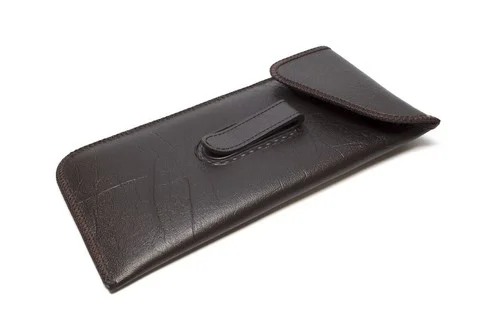 Mens Soft Eyeglass Pocket Clip Case w/ Flap Syn. Leather 2 Colors to Choose From
