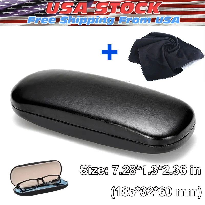 Mens Soft Slip-in Eyeglass Case w/Clip Medium Black Syn.Leather 6.25 2