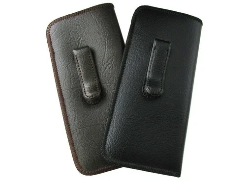Mens Soft Slip-In Eyeglass Case w/Metal Clip PU.Leather Medium-Lg Black or Brown