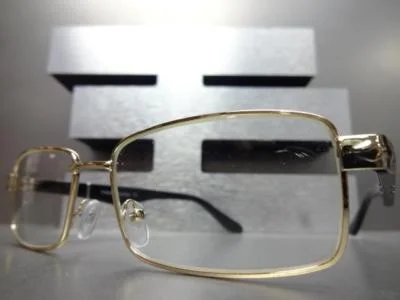 Mens SOPHISTICATED CLASSY MODERN Style Clear Lens EYE GLASSES Gold Fashion Frame 2