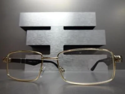 Mens SOPHISTICATED CLASSY MODERN Style Clear Lens EYE GLASSES Gold Fashion Frame 3