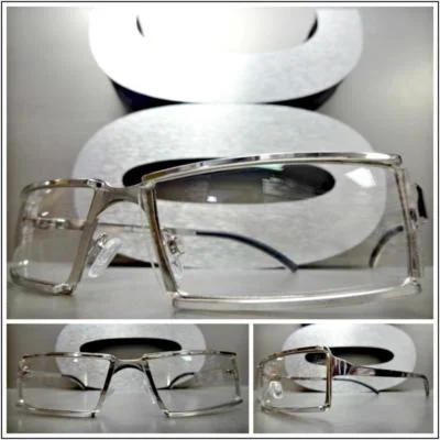 Mens Sophisticated Contemporary Modern Style Clear Lens EYE GLASSES Silver Frame