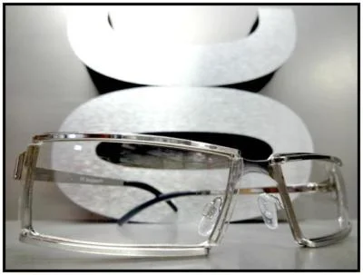 Mens Sophisticated Contemporary Modern Style Clear Lens EYE GLASSES Silver Frame 2