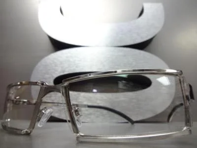 Mens Sophisticated Contemporary Modern Style Clear Lens EYE GLASSES Silver Frame 3