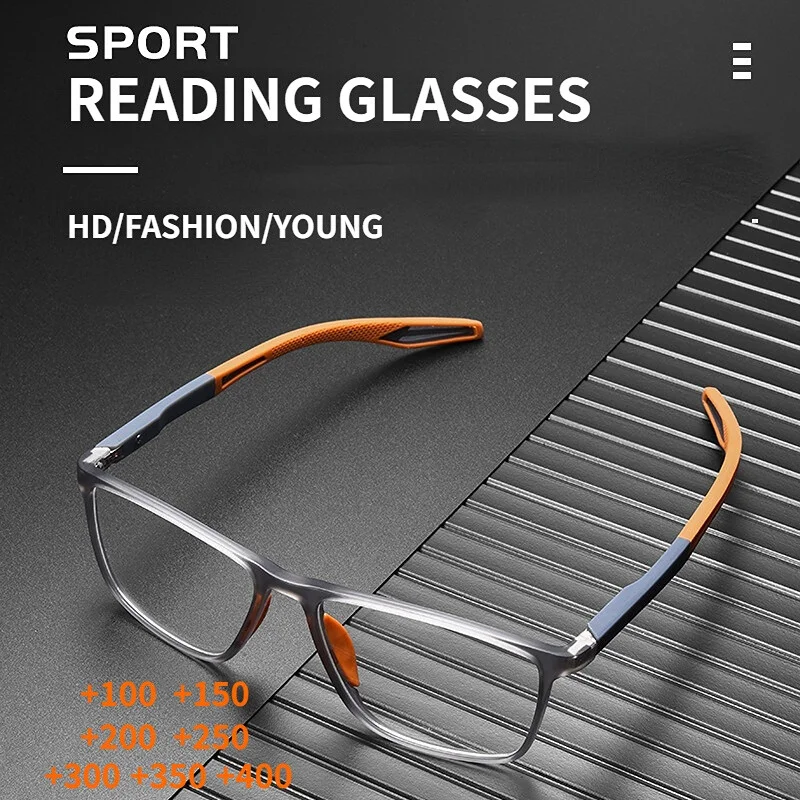 Mens TR90 Anti-blue Light Square Reading Glasses Sport Lightweight +1.0 ~+3.5 2