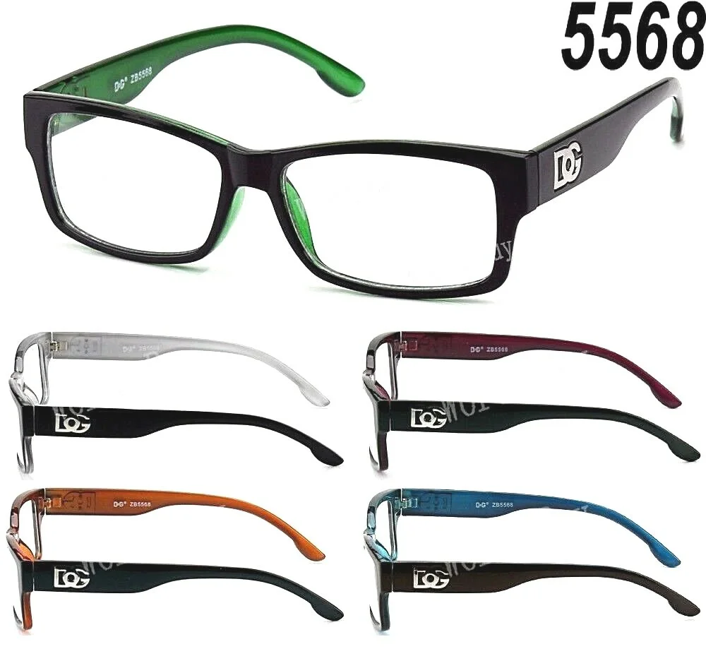 Mens Women Clear Fake Lens Square Frame Eye Glasses Designer Fashion Two Tone RX