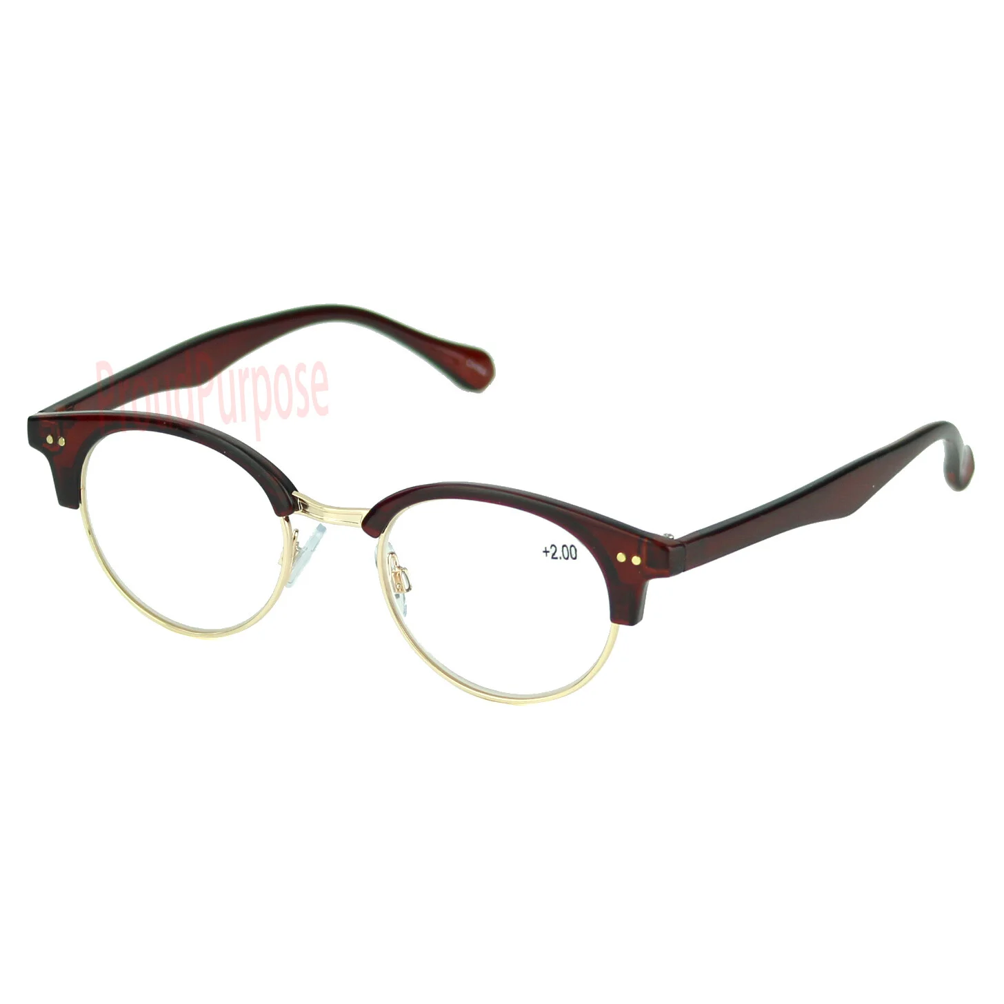 Mens Womens Reading Eyeglasses Horned Clubmaster Reader Power Strength 175