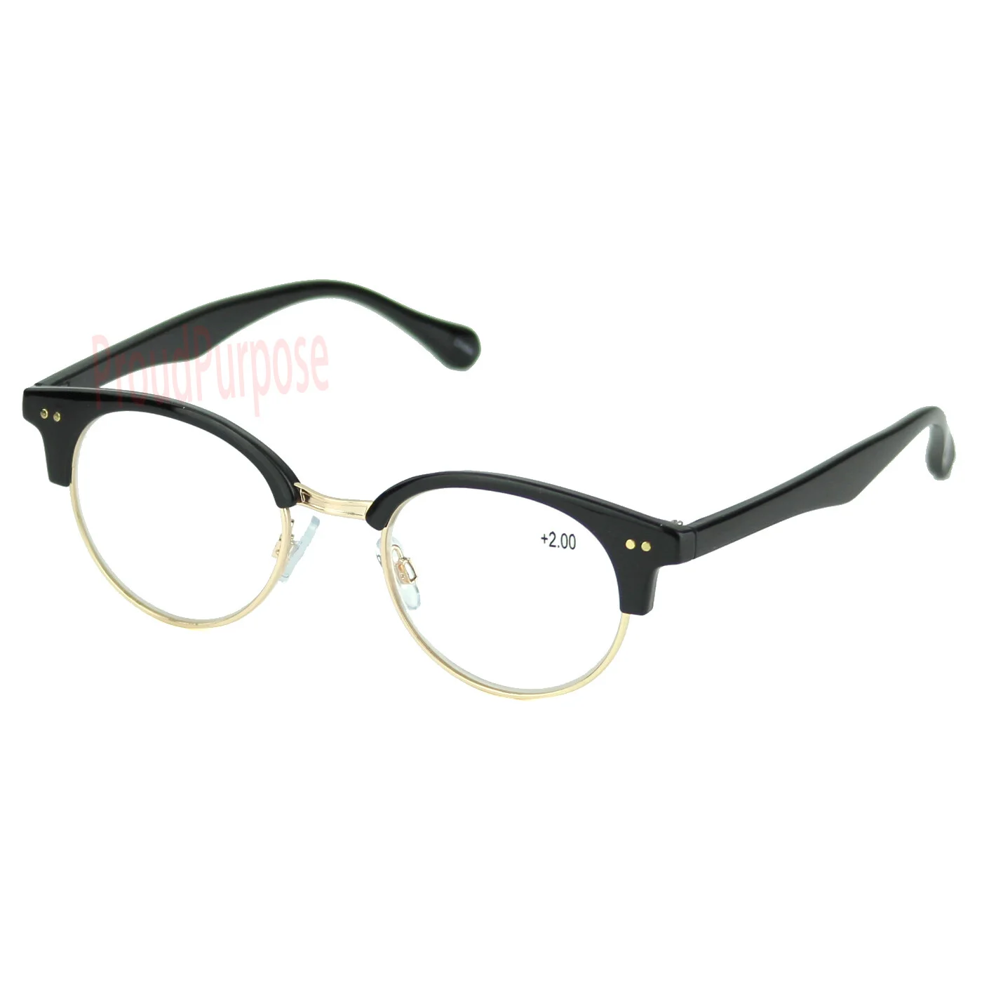 Mens Womens Reading Eyeglasses Horned Clubmaster Reader Power Strength 175 3
