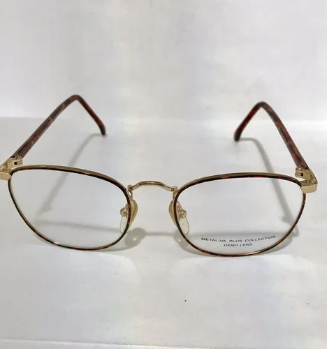 METALINE PLUS COLL #106 52mm SQUARE GOLD/AMBER WOMEN EYEGLASSES OPHTHALMIC FRAME