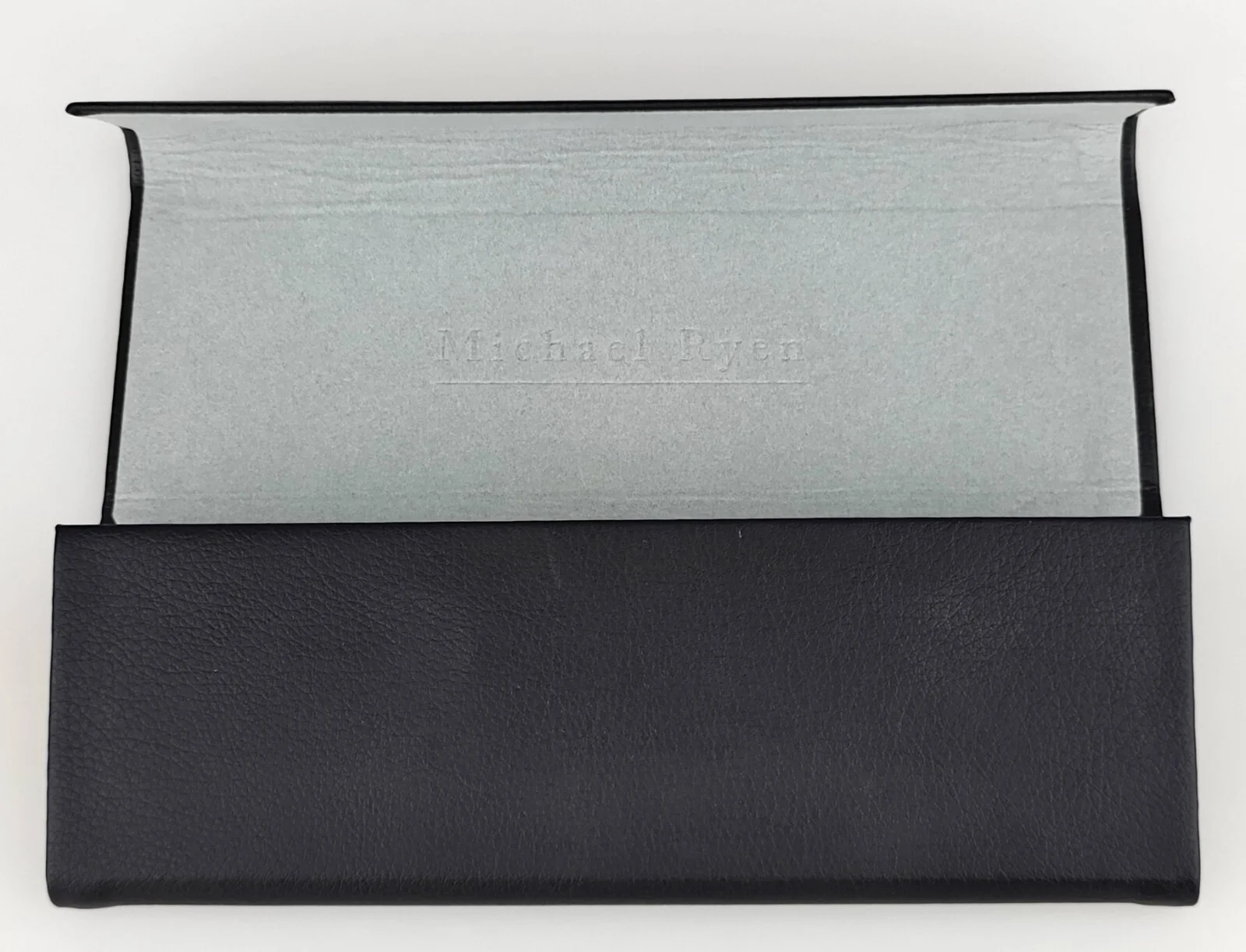 Michael Ryen Black Triangular Foldable Eyeglass Case Magnetic Textured 3