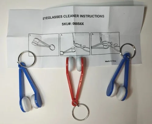 Microfiber Eyeglass Cleaner Keychain Set of 3 Blue Red
