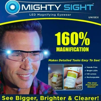 MIGHTY SIGHT LED MAGNIFYING EYEWEAR HD RECHARGEABLE GLASSES - AS SEEN ON TV 2