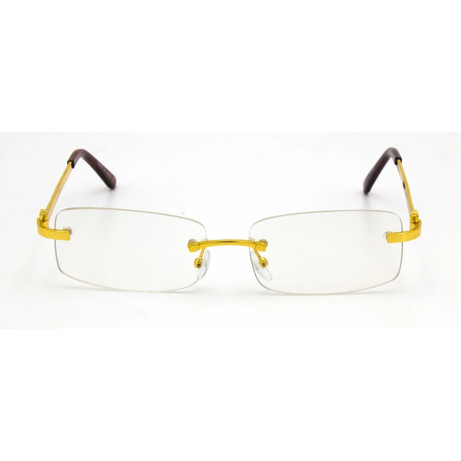 Migos Men Metal Buffs Design Rimless New Shades Square Gold Clear Lens Glasses 2