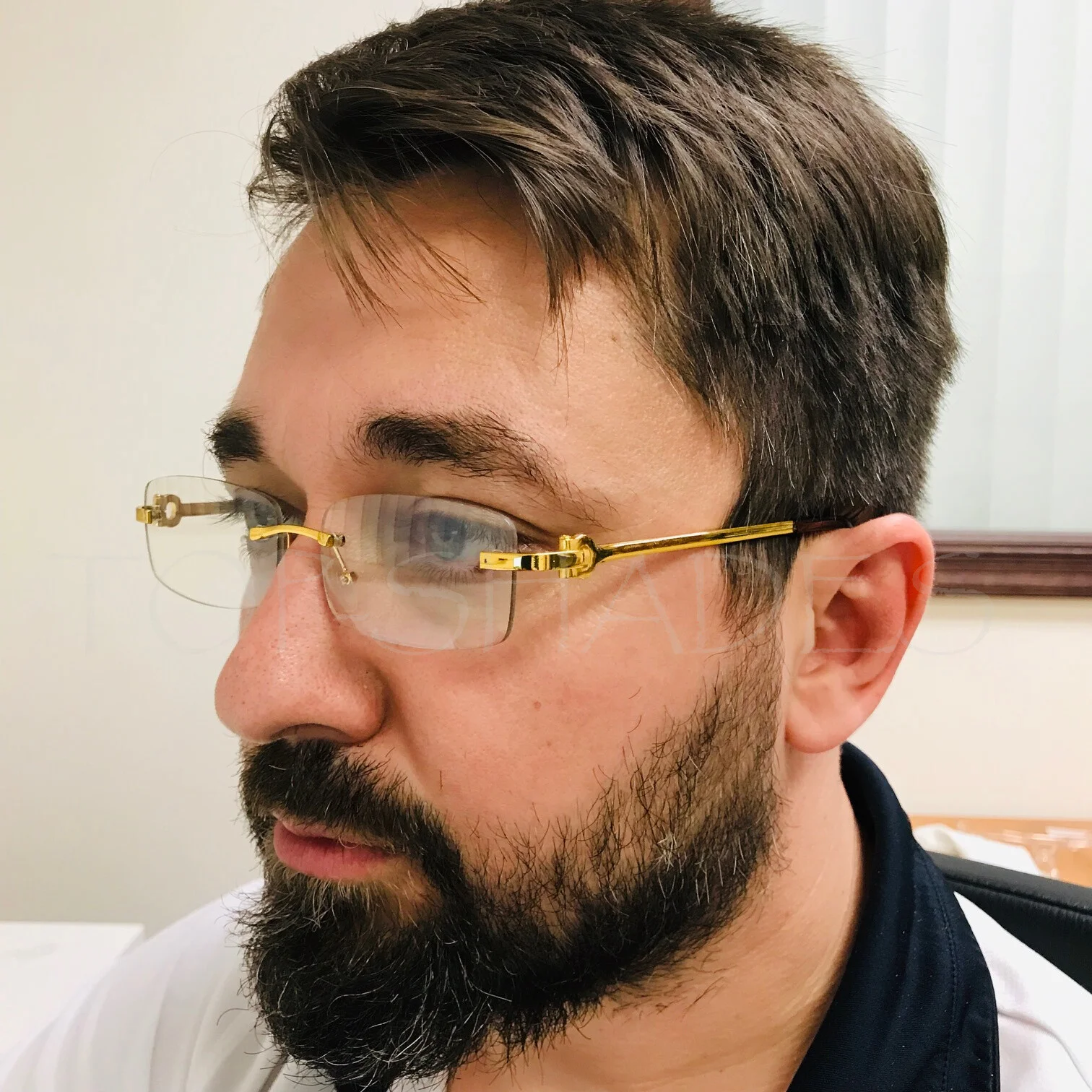 Migos Men Metal Buffs Design Rimless New Shades Square Gold Clear Lens Glasses 4
