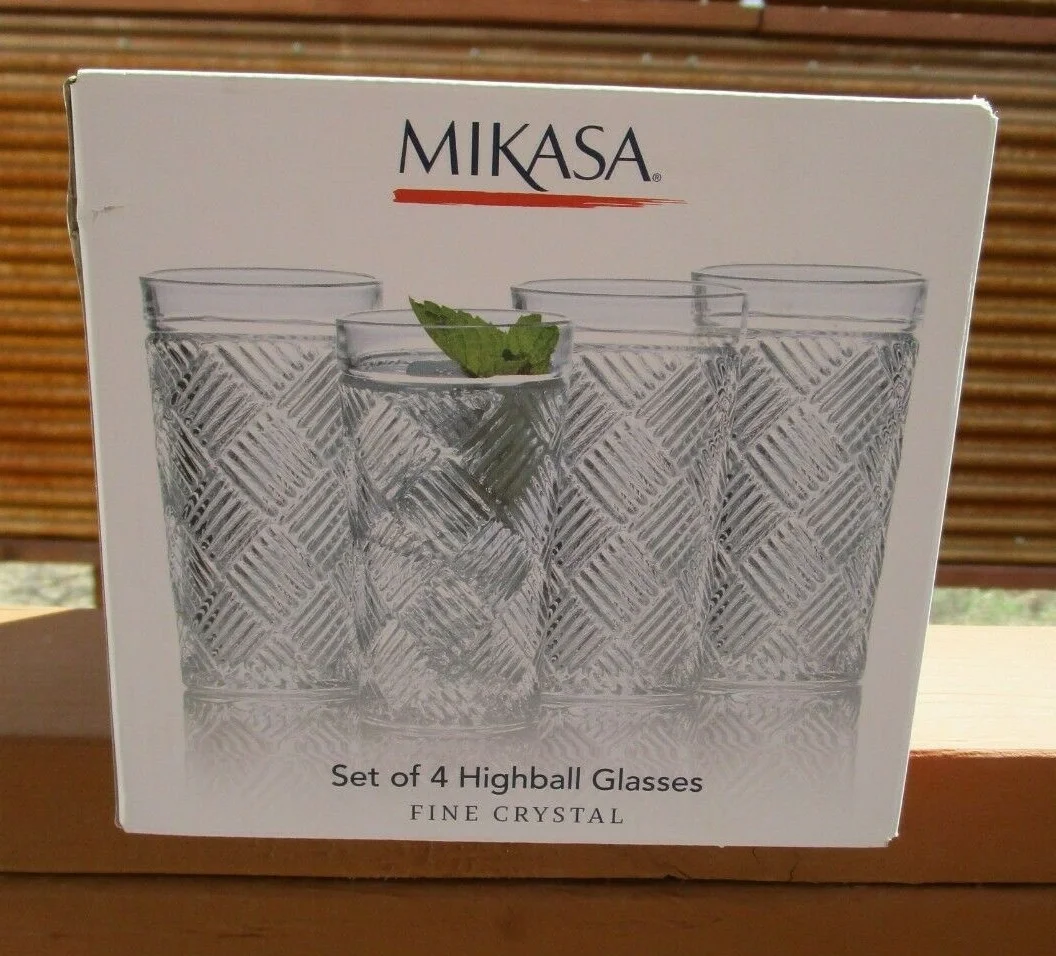Mikasa Ballard Braid A Set of Four Highball Glasses New In Original Box 3