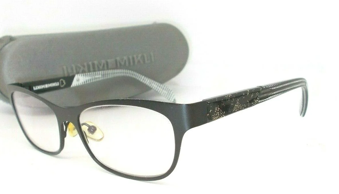 Mikli ML1267 C001 Eyeglass Frames Black w/ White Stripes Dots & Glitter Temples 2