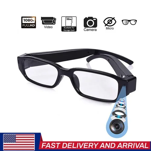 Mini Camera Glasses 1080P Eyeglass Sunglasses Cam Sports Recorder + 64GB Card