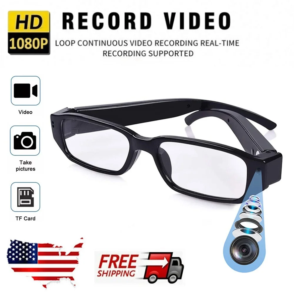 Mini Camera Glasses 1080P Spy Hidden Eyeglass Sunglasses Cam Sports DVR Recorder