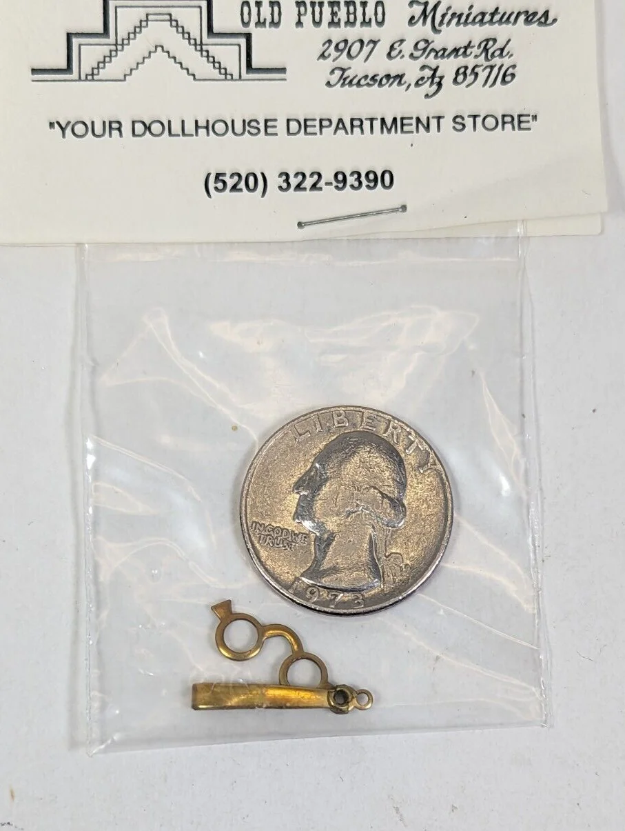 Mini Theater Opera Glasses Hand Held Gold Toned Metal Old Pueblo Doll Miniature 4