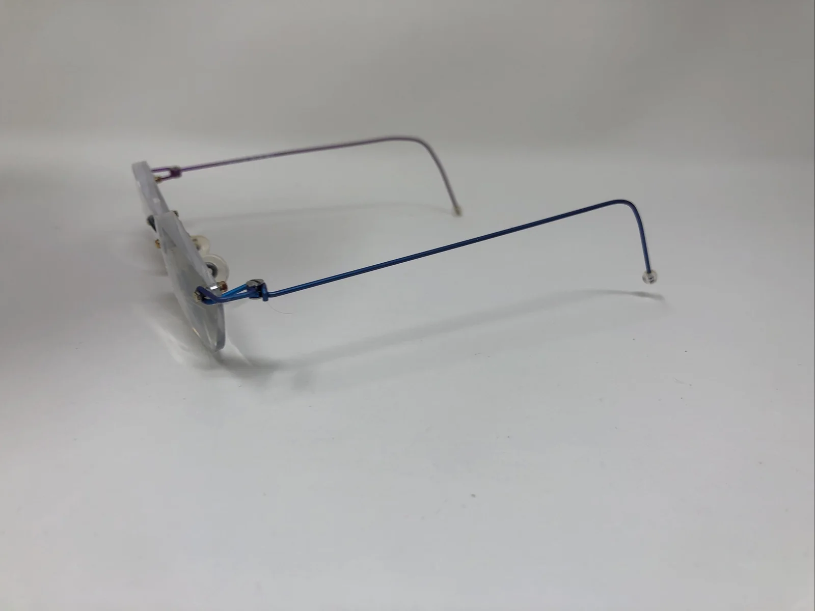 MINIMA EYEGLASSES FRAME FRANCE RIMLESS DRILL MOUNT BLUE PURPLE TITANIUM 4880 3