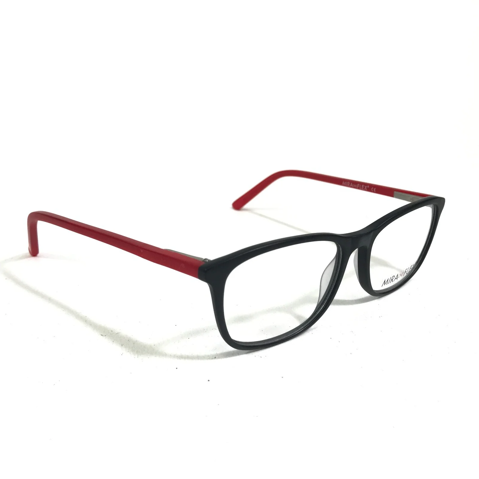 Miraflex Kids Eyeglasses Frames JOB C.M.BLK/M.RED Black Red Square 46-14-130 2