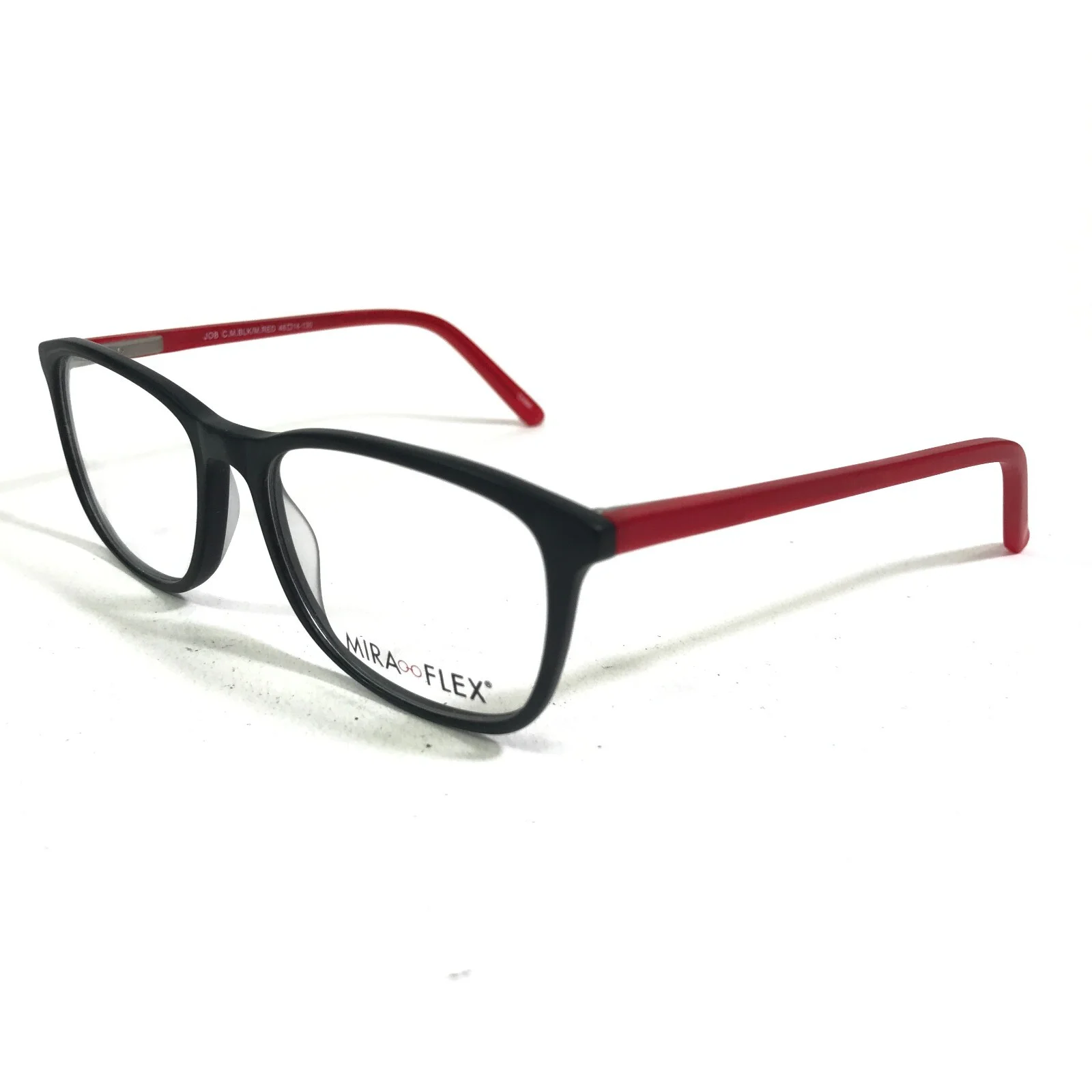 Miraflex Kids Eyeglasses Frames JOB C.M.BLK/M.RED Black Red Square 46-14-130 4