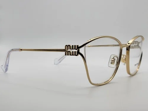 Miu Miu MU53UV 5AK1O1 Gold Irregular Semi Rimless Eyeglass Frames 55-19-125