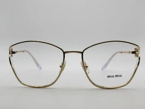 Miu Miu MU53UV 5AK1O1 Gold Irregular Semi Rimless Eyeglass Frames 55-19-125 2