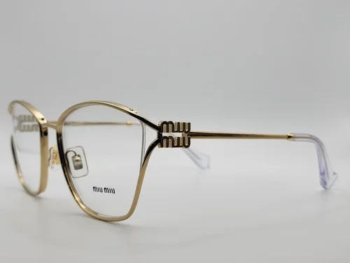 Miu Miu MU53UV 5AK1O1 Gold Irregular Semi Rimless Eyeglass Frames 55-19-125 3