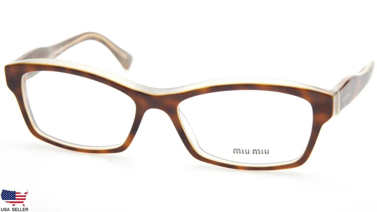 Miu Miu VMU 02I HAH-1O1 Eyeglasses Glasses Brown Havana on Clear 52-16-140