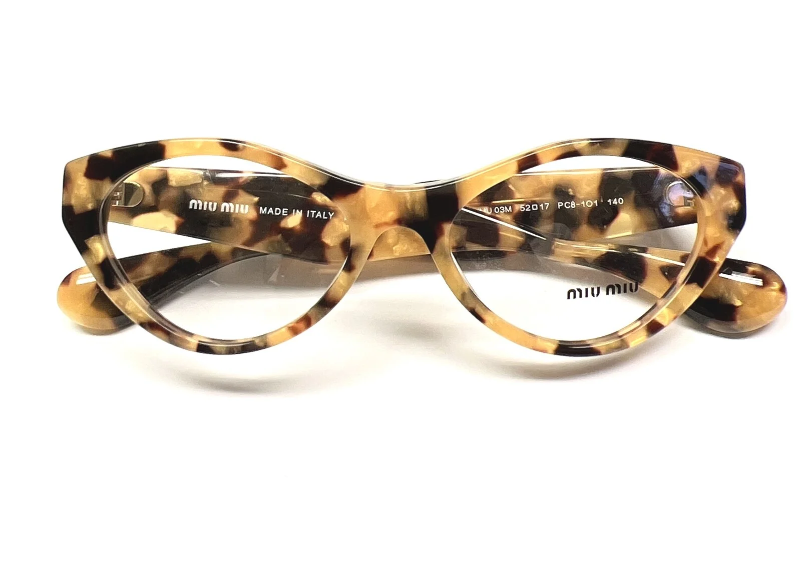 Miu Miu VMU 03M PC8-1O1 Eyeglasses Glasses Golden Yellow Brown Havana 52-17-140 3