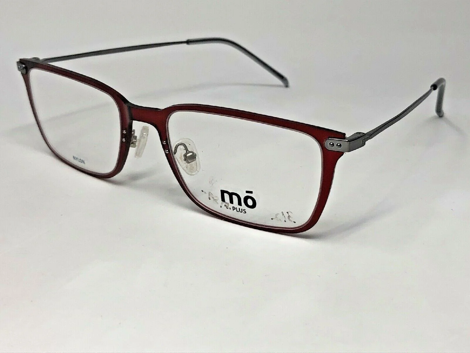 MO EYEWEAR “PLUS 1021 B” Eyeglasses Frame Spain 51-18-145 Red Clear/Silver ME46