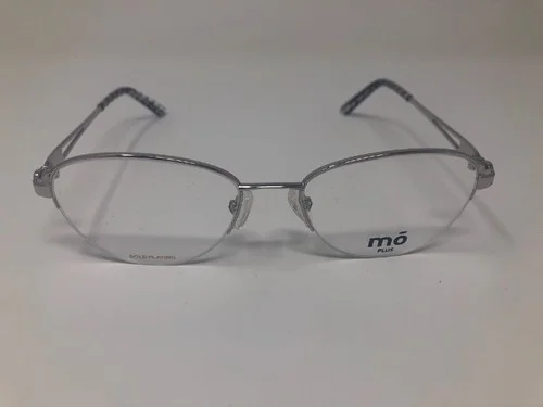 MO Plus 143NY B Eyeylasses Frame 52-18-140 Silver Half Rimless MR83