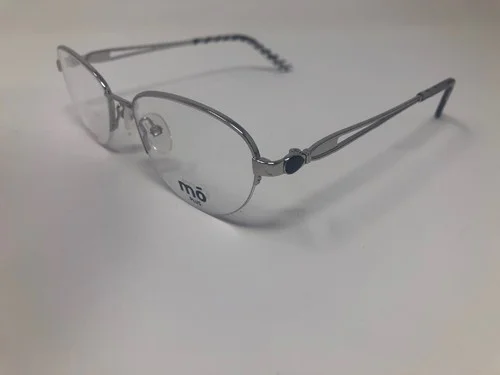 MO Plus 143NY B Eyeylasses Frame 52-18-140 Silver Half Rimless MR83 3