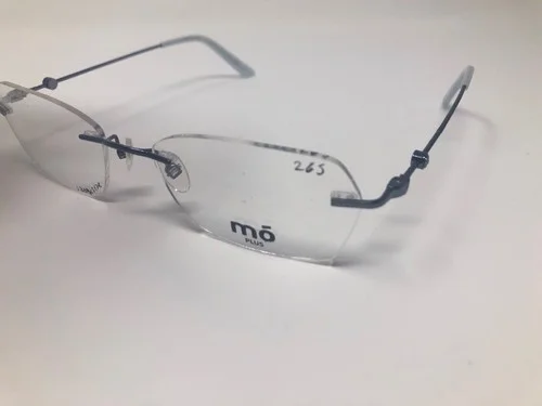 MO Plus Eyeylasses Frame 146AI A 53-18-135 Blue Rimless Metal Wire FL06 3