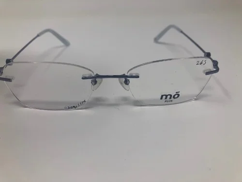 MO Plus Eyeylasses Frame 146AI A 53-18-135 Blue Rimless Metal Wire FL06 4