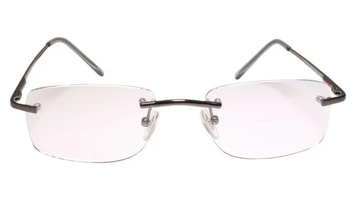 Modern Rimless Gunmetal Rectangle Blue Tinted Lens 1.75 Reading Sun Glasses 2